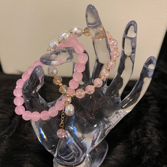 2 Piece Crystal Decor Beaded Bracelet - Picture 2 of 3